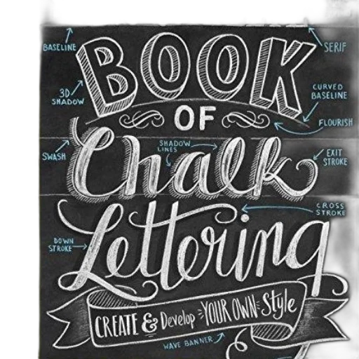 complete, book, chalk, lettering, create, develop, own, style transparent PNG cut-out