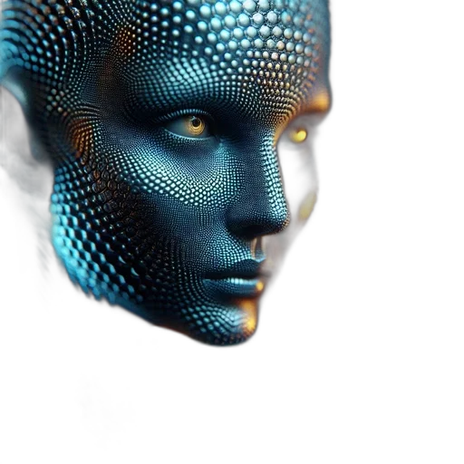 robot, face, mask, 3d render, cyberpunk, photorealistic, concept art, blue transparent PNG cut-out