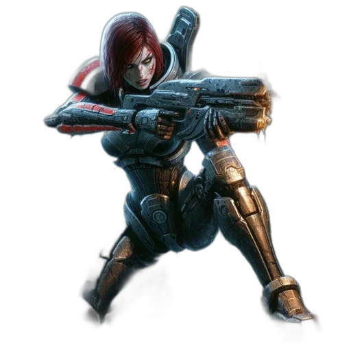 weapon, concept art, 3d render, cyberpunk, comic book art, woman, futuristic, armored transparent PNG cut-out