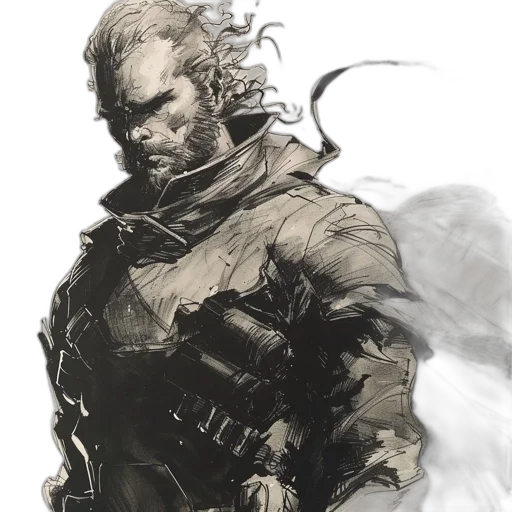 weapon, face, sword, concept art, comic book art, fantasy art, cyberpunk, monochrome transparent PNG cut-out