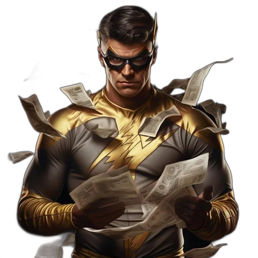 comic book art, concept art, golden, intensely, posed, male, superhero, gold transparent PNG cut-out