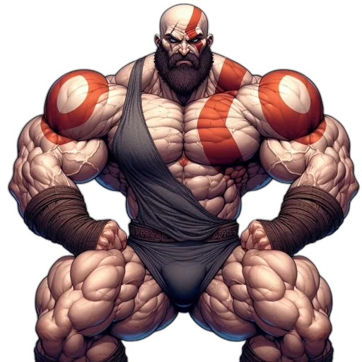 comic book art, concept art, fantasy art, photorealistic, muscular, tattooed, man, v-shaped transparent PNG cut-out