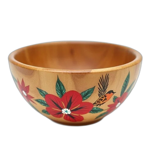 jewelry, crown, 3d render, wooden, bowl, floral, design, painted transparent PNG cut-out