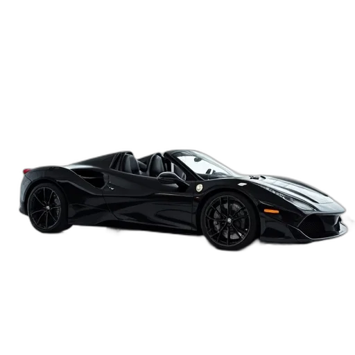 car, 3d render, photorealistic, sleek, black, sports, parked, showroom transparent PNG cut-out
