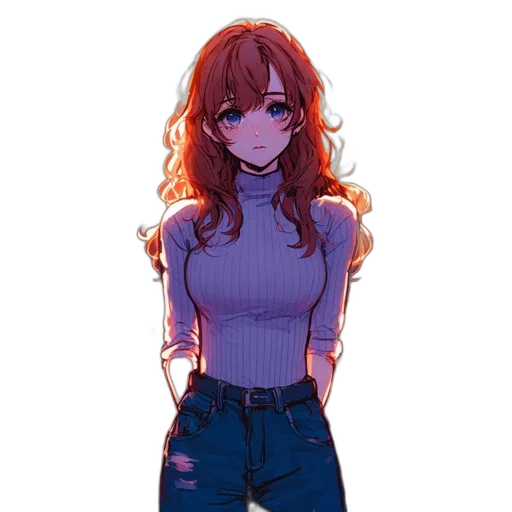 dress, jacket, hair, face, anime, pixel art, cartoon, watercolor transparent PNG cut-out