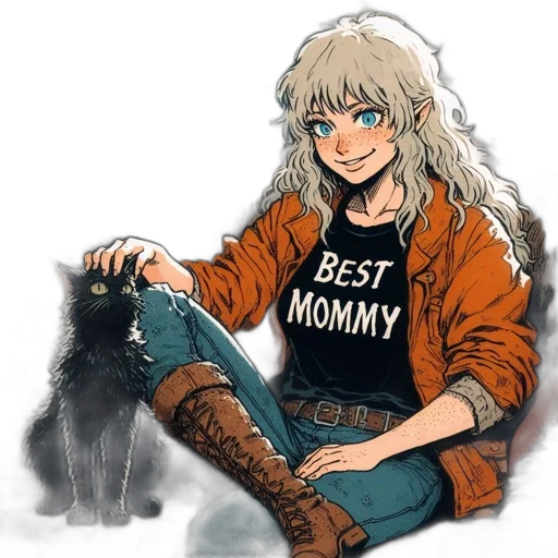 jacket, animal, anime, watercolor, fantasy art, cartoon, monochrome, dark transparent PNG cut-out