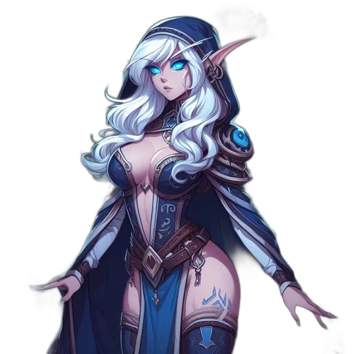 staff, dress, fantasy art, concept art, pixel art, comic book art, blue, dark transparent PNG cut-out