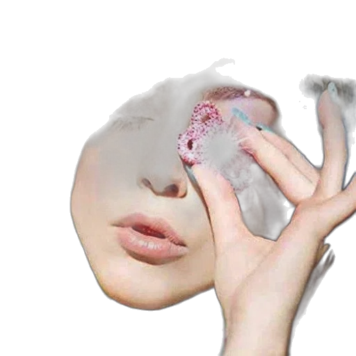 mask, face, creature, hair, photorealistic, 3d render, vaporwave, concept art transparent PNG cut-out