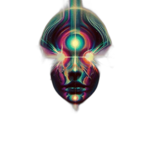 mask, face, crown, hair, cyberpunk, vaporwave, concept art, pixel art transparent PNG cut-out