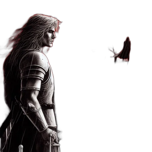 sword, weapon, concept art, comic book art, fantasy art, photorealistic, warrior, stands transparent PNG cut-out