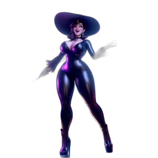dress, hat, staff, concept art, 3d render, fantasy art, pixel art, dark transparent PNG cut-out