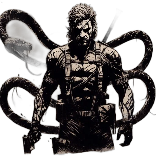 creature, comic book art, concept art, cyberpunk, fantasy art, intensely, detailed, monochrome transparent PNG cut-out