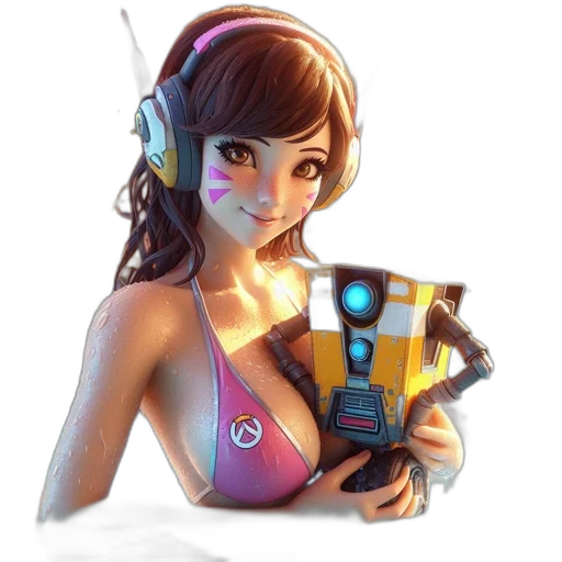 robot, weapon, staff, face, concept art, cyberpunk, fantasy art, 3d render transparent PNG cut-out