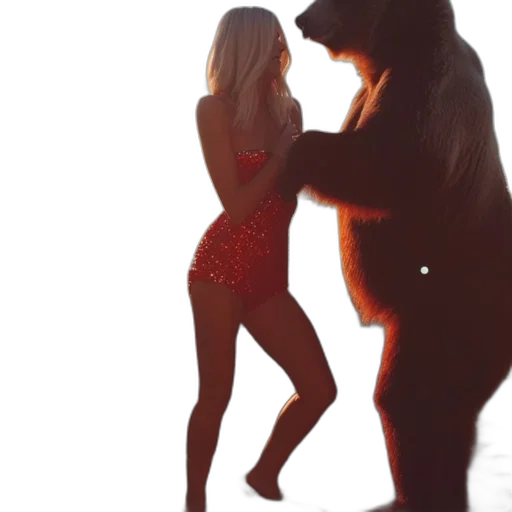animal, creature, fire, woman, red, sparkly, outfit, dances transparent PNG cut-out