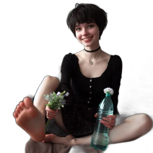 bottle, dress, creature, staff, photorealistic, concept art, vaporwave, oil painting transparent PNG cut-out