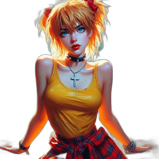 dress, comic book art, fantasy art, anime, concept art, neon lights, fire, neon transparent PNG cut-out