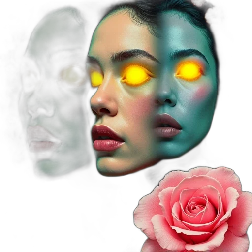 mask, face, flower, robot, photorealistic, concept art, fantasy art, 3d render transparent PNG cut-out