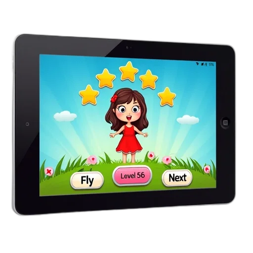 3d render, cartoon, concept art, digital, tablet, screen, displaying, colorful transparent PNG cut-out