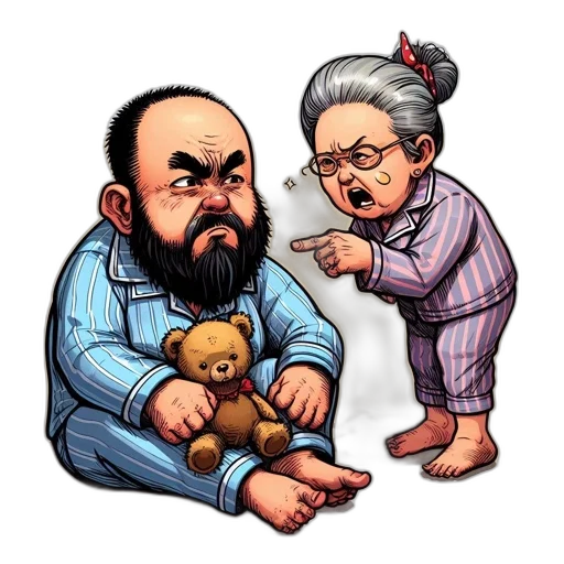 concept art, pixel art, comic book art, cartoon, two, animated, characters, bearded transparent PNG cut-out