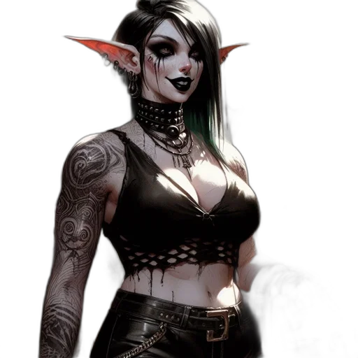 fantasy art, concept art, comic book art, cyberpunk, dark, green, monochrome, woman transparent PNG cut-out