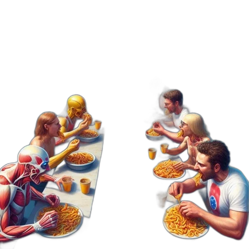 food, concept art, 3d render, pixel art, comic book art, outer space, realistic, scene transparent PNG cut-out