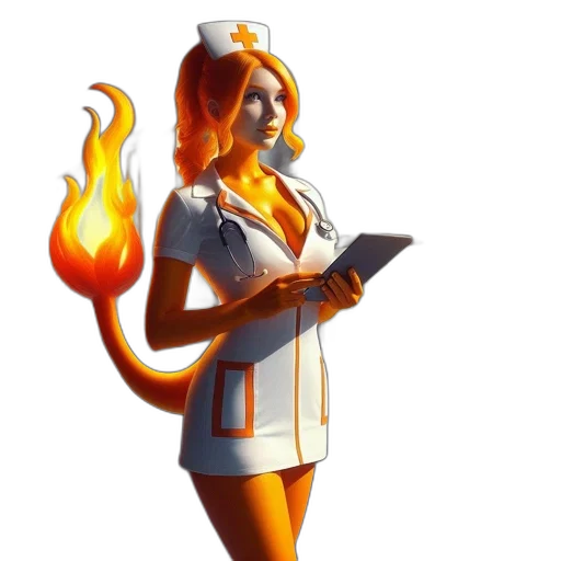 staff, concept art, pixel art, fantasy art, comic book art, fire, nurse, flame transparent PNG cut-out