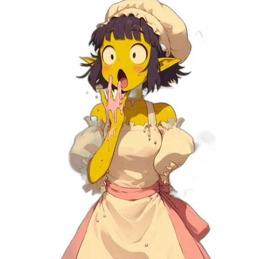 staff, dress, creature, concept art, pixel art, anime, cartoon, golden transparent PNG cut-out
