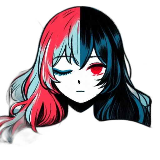 mask, face, hair, creature, anime, pixel art, concept art, cartoon transparent PNG cut-out