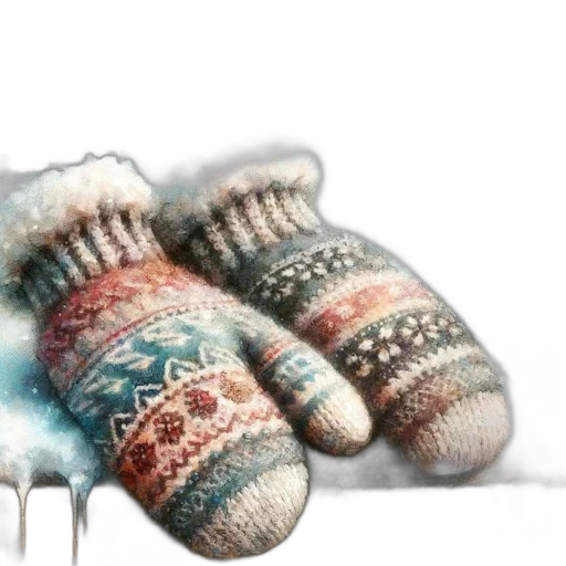 shoes, furniture, photorealistic, watercolor, 3d render, snow, two, colorful transparent PNG cut-out
