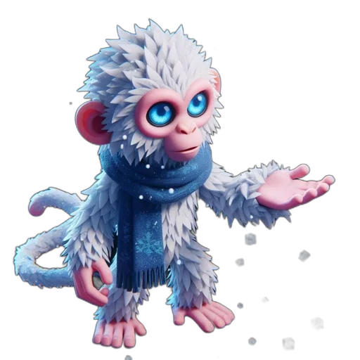 creature, animal, concept art, fantasy art, pixel art, 3d render, anthropomorphic, monkey transparent PNG cut-out