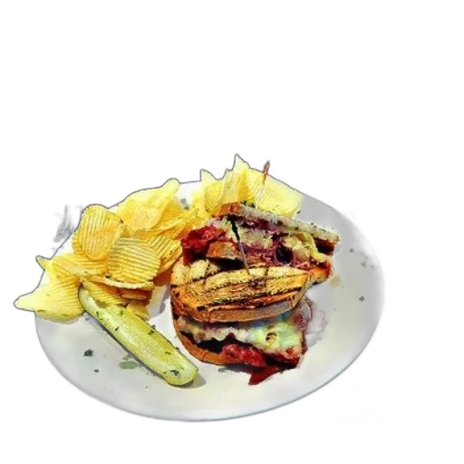 food, crown, photorealistic, 3d render, watercolor, plate, sandwich, chips transparent PNG cut-out