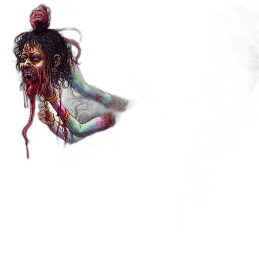 creature, staff, hair, mask, concept art, fantasy art, watercolor, comic book art transparent PNG cut-out