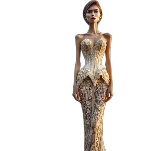 dress, jewelry, 3d render, concept art, fantasy art, woman, stands, field transparent PNG cut-out