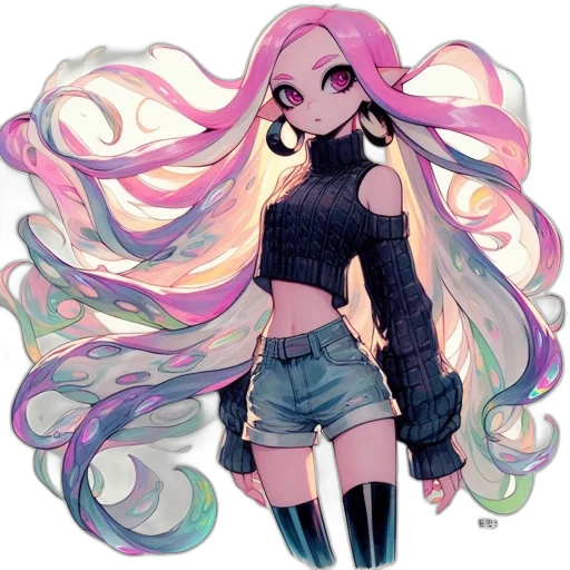 hair, dress, jacket, anime, concept art, fantasy art, cartoon, pastel transparent PNG cut-out