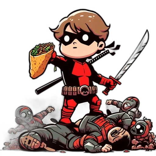 weapon, food, comic book art, pixel art, concept art, cartoon, red, character transparent PNG cut-out