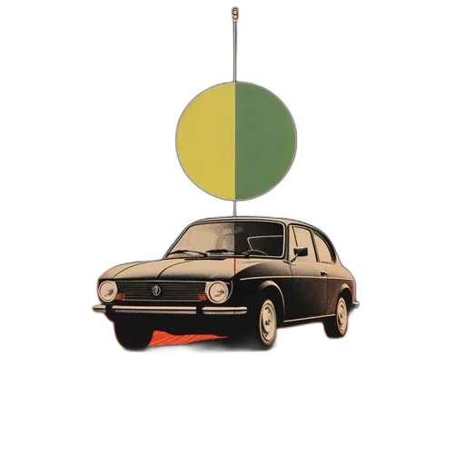 car, umbrella, robot, weapon, concept art, earth tones, green, golden transparent PNG cut-out