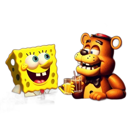 furniture, 3d render, concept art, pixel art, cartoon, fire, spongebob, squarepants transparent PNG cut-out