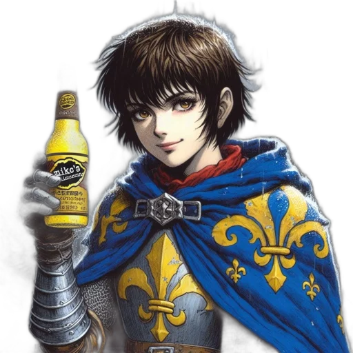 bottle, sword, jacket, weapon, fantasy art, pixel art, anime, concept art transparent PNG cut-out
