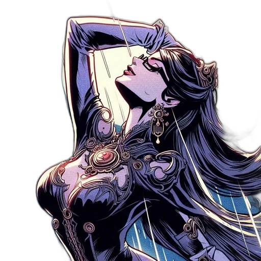dress, crown, sword, jewelry, comic book art, concept art, fantasy art, anime transparent PNG cut-out