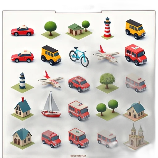 concept art, 3d render, collection, colorful, illustrations, map, including, various transparent PNG cut-out