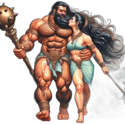 fantasy art, concept art, comic book art, pixel art, underwater, muscular, man, woman transparent PNG cut-out