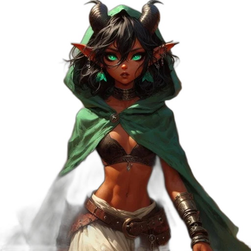 fantasy art, concept art, comic book art, pixel art, green, dark, earth tones, elf-like transparent PNG cut-out