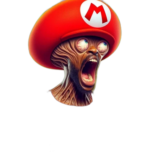 hat, mask, creature, face, concept art, 3d render, photorealistic, pixel art transparent PNG cut-out