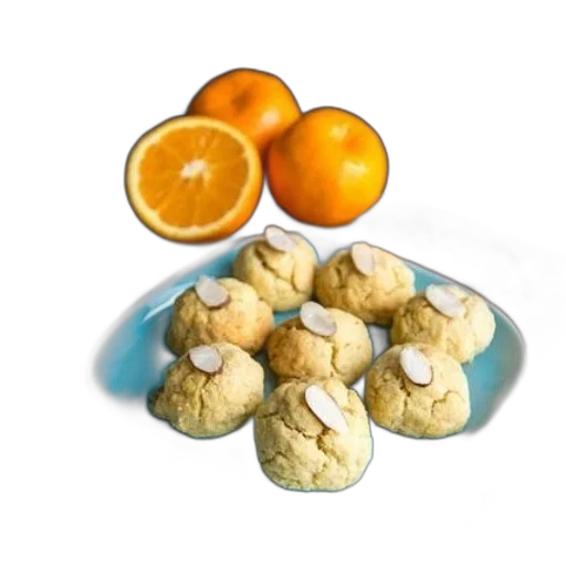 food, 3d render, photorealistic, plate, almond, cookies, garnished, sliced transparent PNG cut-out