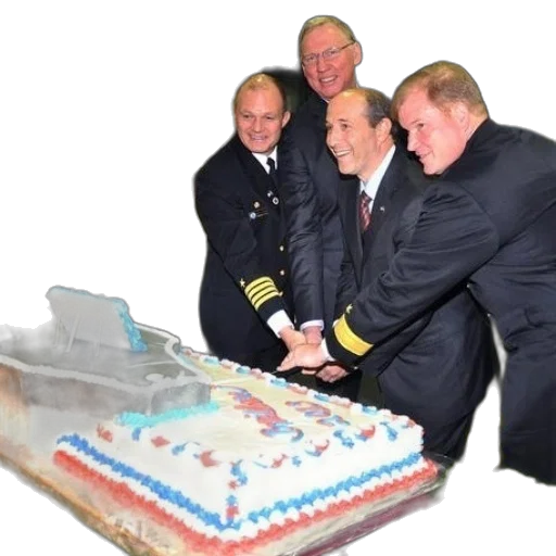 four, men, uniform, cut, into, cake, red, white transparent PNG cut-out