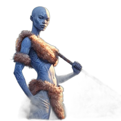 staff, robot, creature, concept art, fantasy art, 3d render, comic book art, snow transparent PNG cut-out