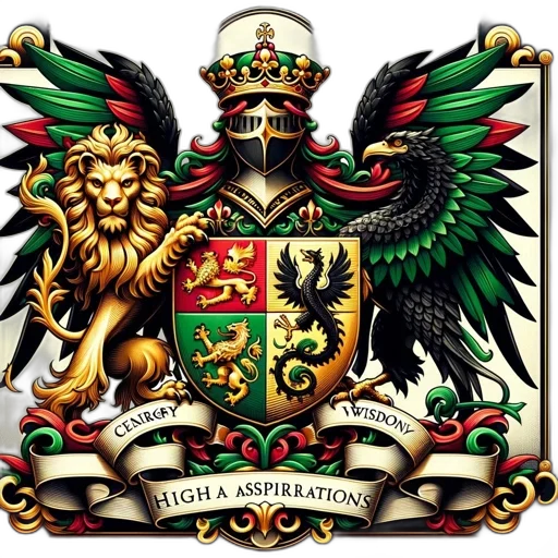 crown, dragon, staff, elaborate, coat, arms, features, quadranted transparent PNG cut-out