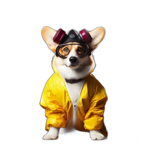jacket, animal, staff, creature, 3d render, concept art, photorealistic, dog transparent PNG cut-out