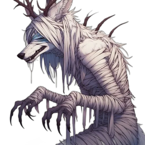 creature, animal, mask, staff, concept art, fantasy art, watercolor, comic book art transparent PNG cut-out