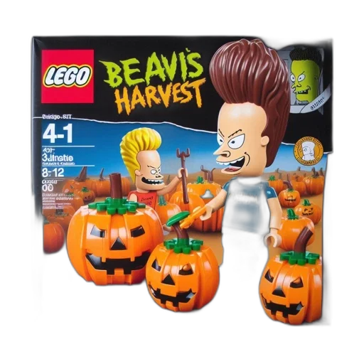 lego, box, features, beavis, butt-head, sculptures, harvest-themed, setting transparent PNG cut-out